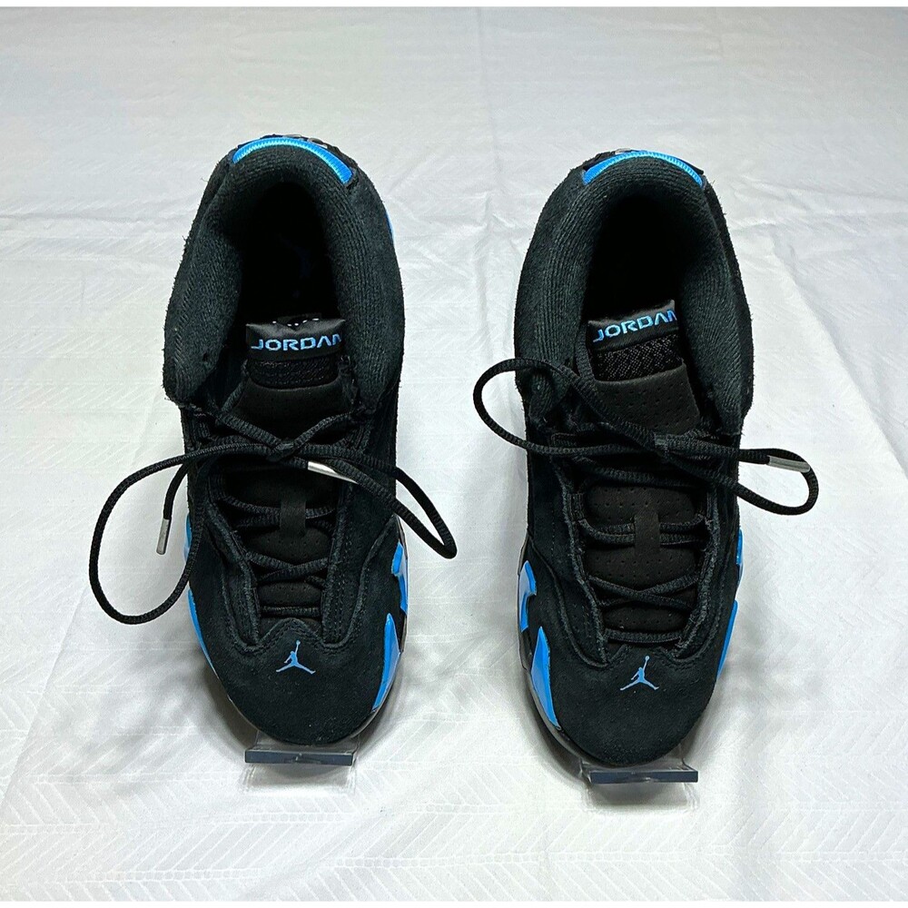Air Jordan 14 Kids Sneakers Black/Blue Suede 3Y (312092-007)